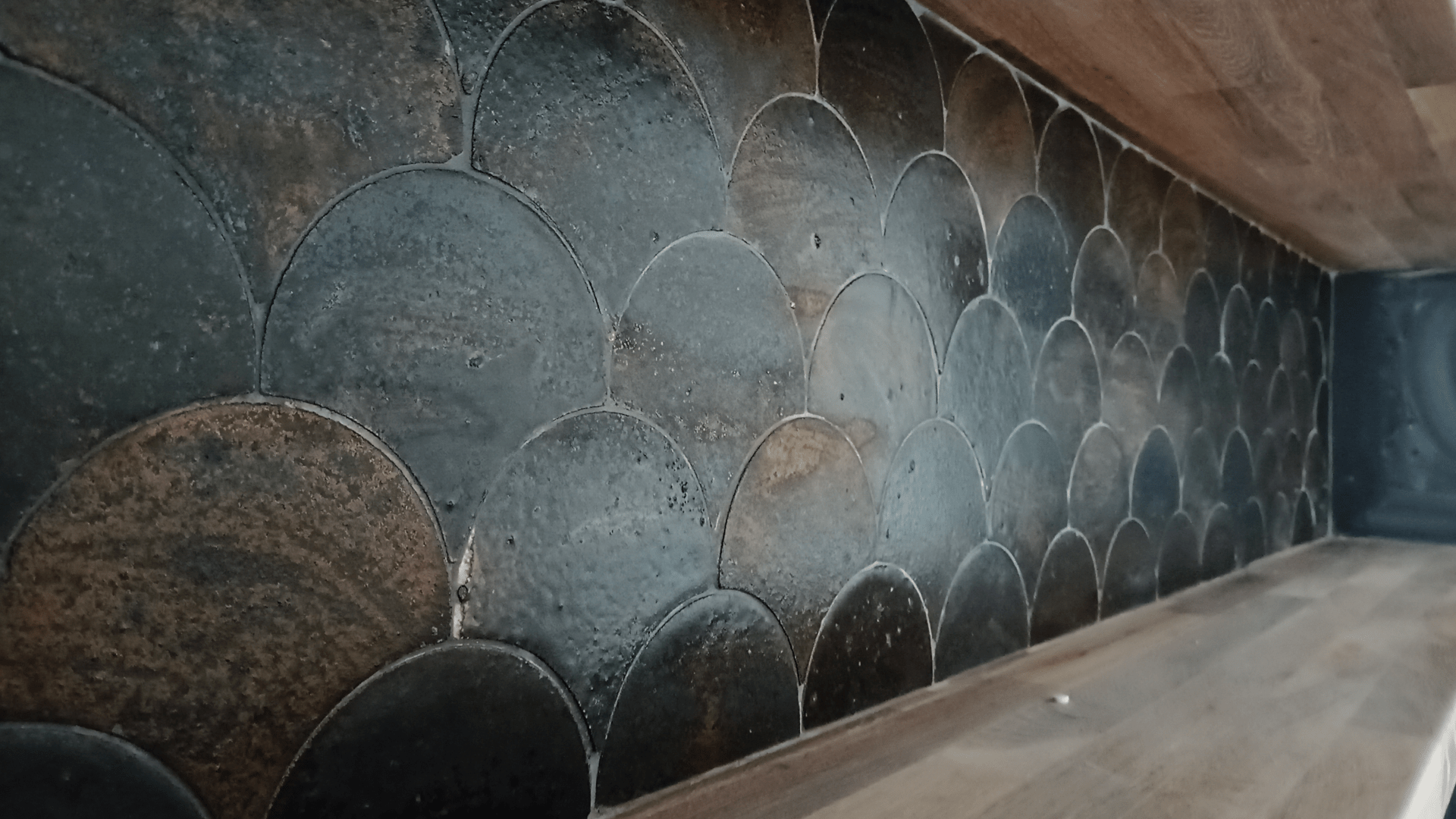 Shane Daly Tiling - Fishscale Tile - Utility Backsplash Alternate View