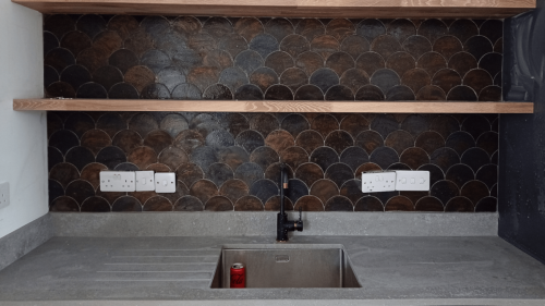 Shane Daly Tiling - Fishscale Tile - Utility Backsplash